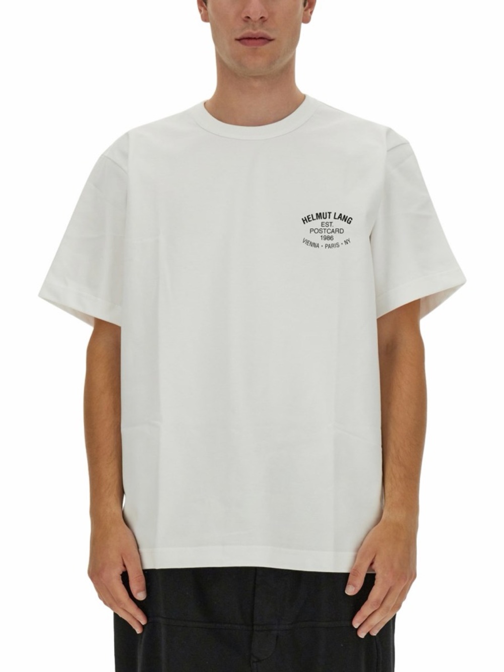 Men's Helmut Lang White Pocket Logo Short-Sleeve Tee EUC